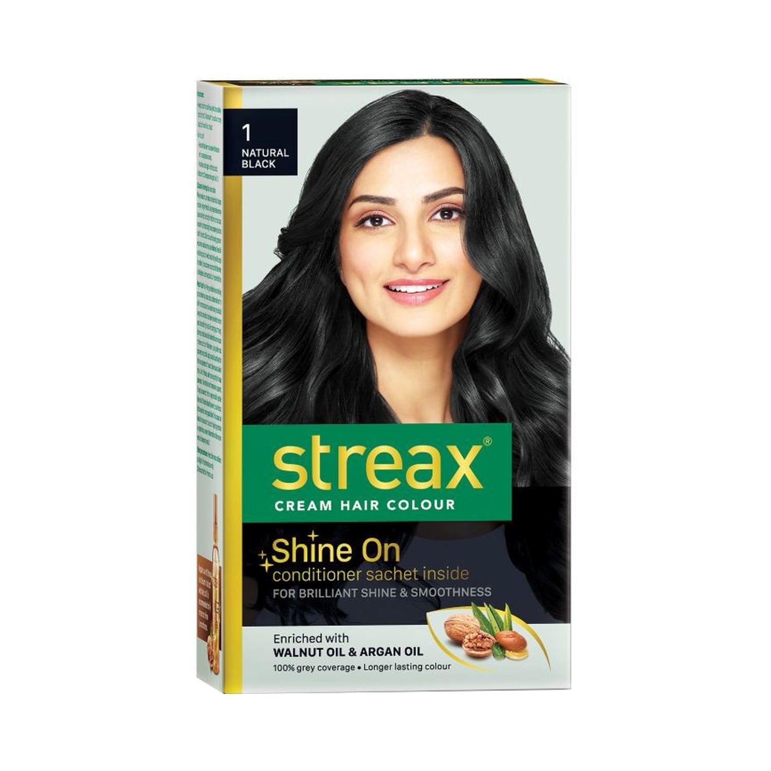 streax hair colour - 1 natural black (70gm+50ml)