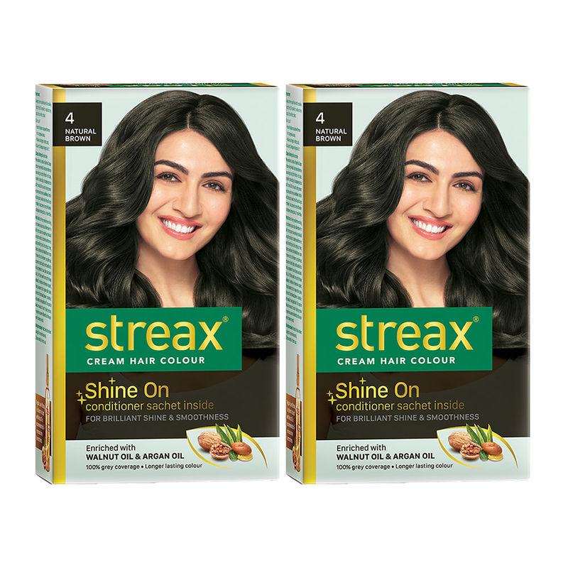 streax hair colour - natural brown 4 pack of 2