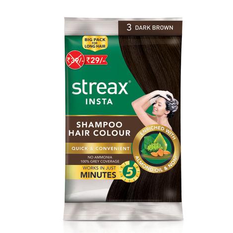 streax insta shampoo hair colour - dark brown (25 ml)