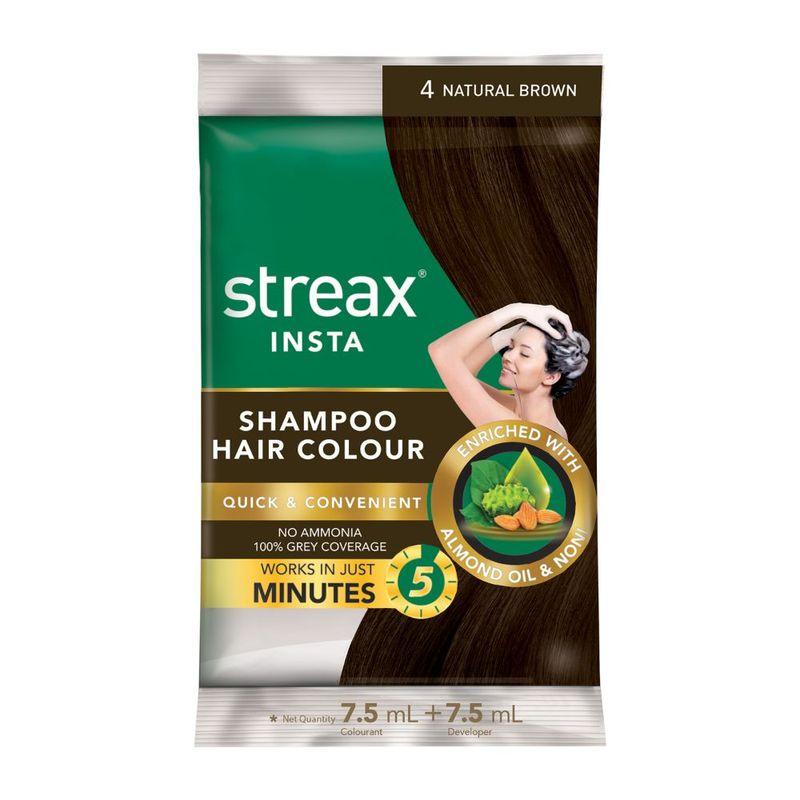 streax insta shampoo hair colour - natural brown 4