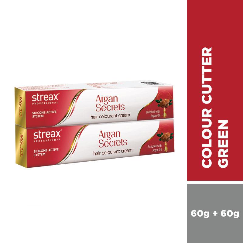 streax professional argan secret hair colourant cream colour cutter - green (pack of 2)