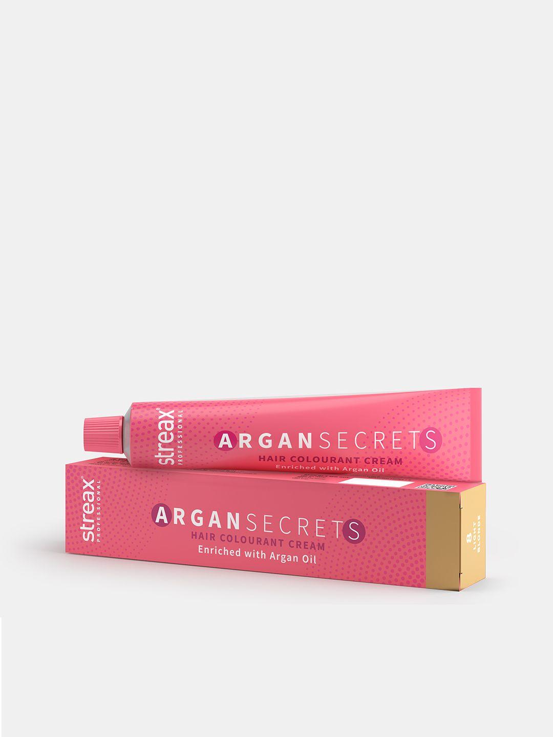 streax professional argan secret hair colourant cream with argan oil 60 g - light blonde 8