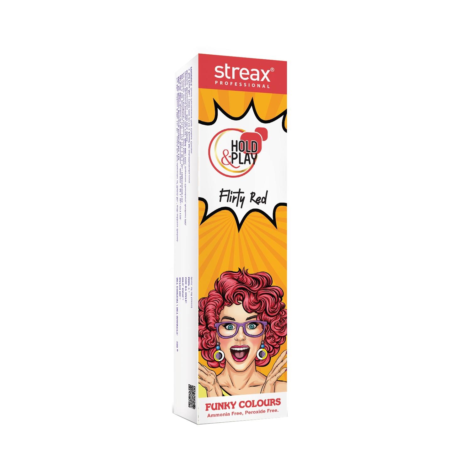 streax professional hold & play funky hair color - flirty red (100g)