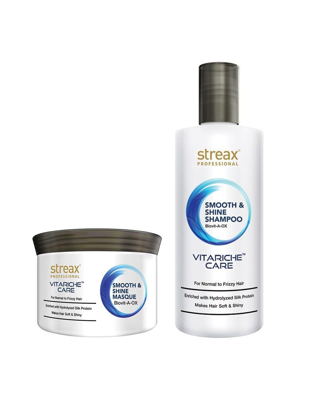 streax professional set of vitariche care smooth & shine shampoo & hair mask