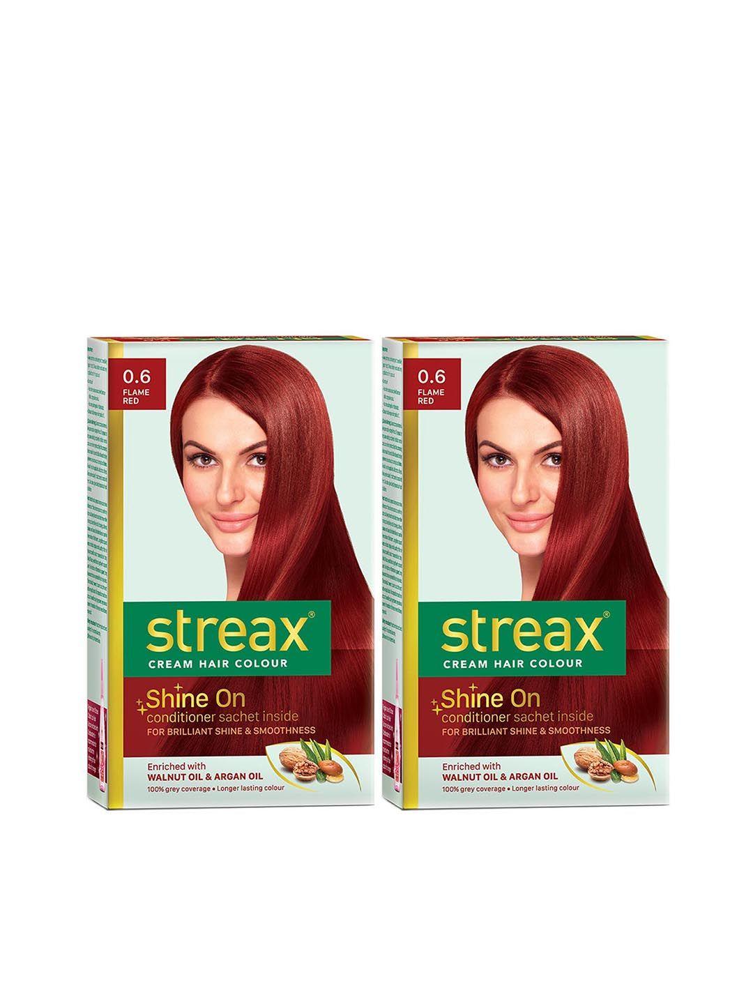 streax set of 2 cream hair colour - 0.6 flame red 120 ml each