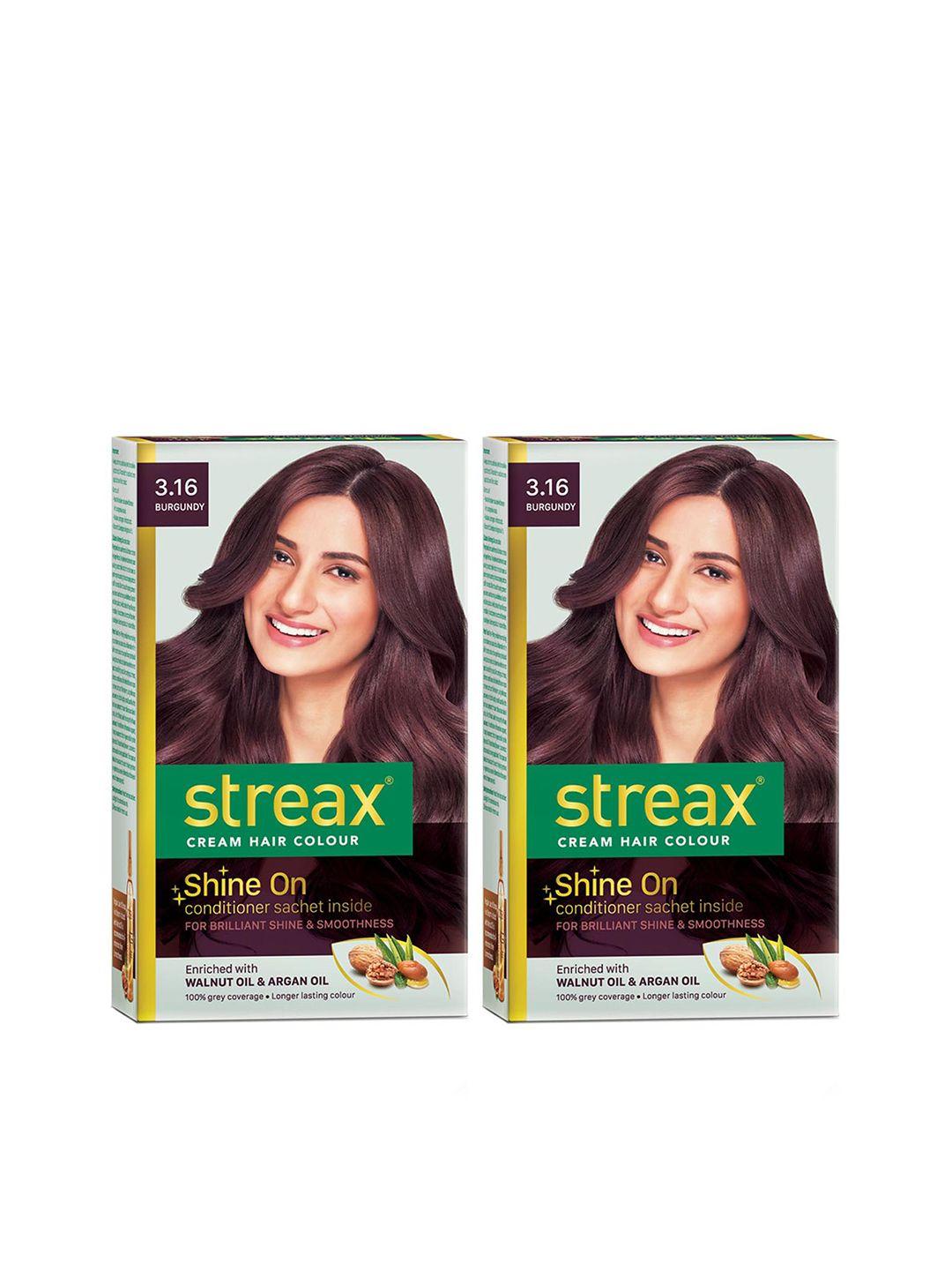streax set of 2 cream hair colour - 3.16 burgundy 120ml each