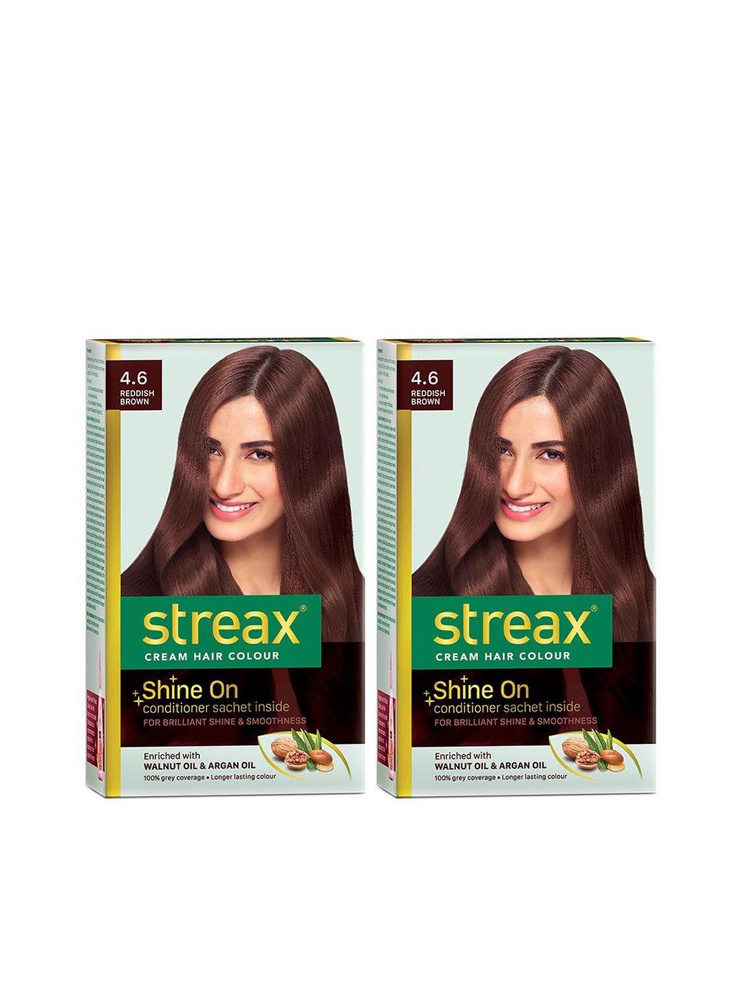 streax set of 2 cream hair colour - 4.6 reddish brown 120ml each