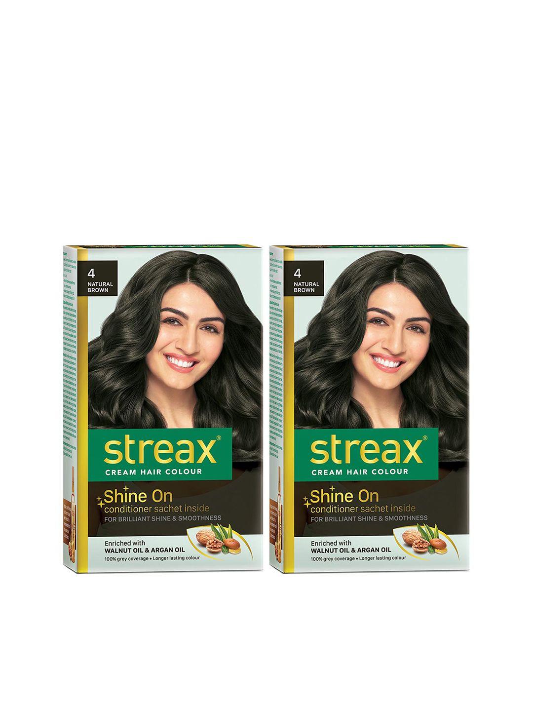 streax set of 2 cream hair colours - 4 natural brown 120 ml each