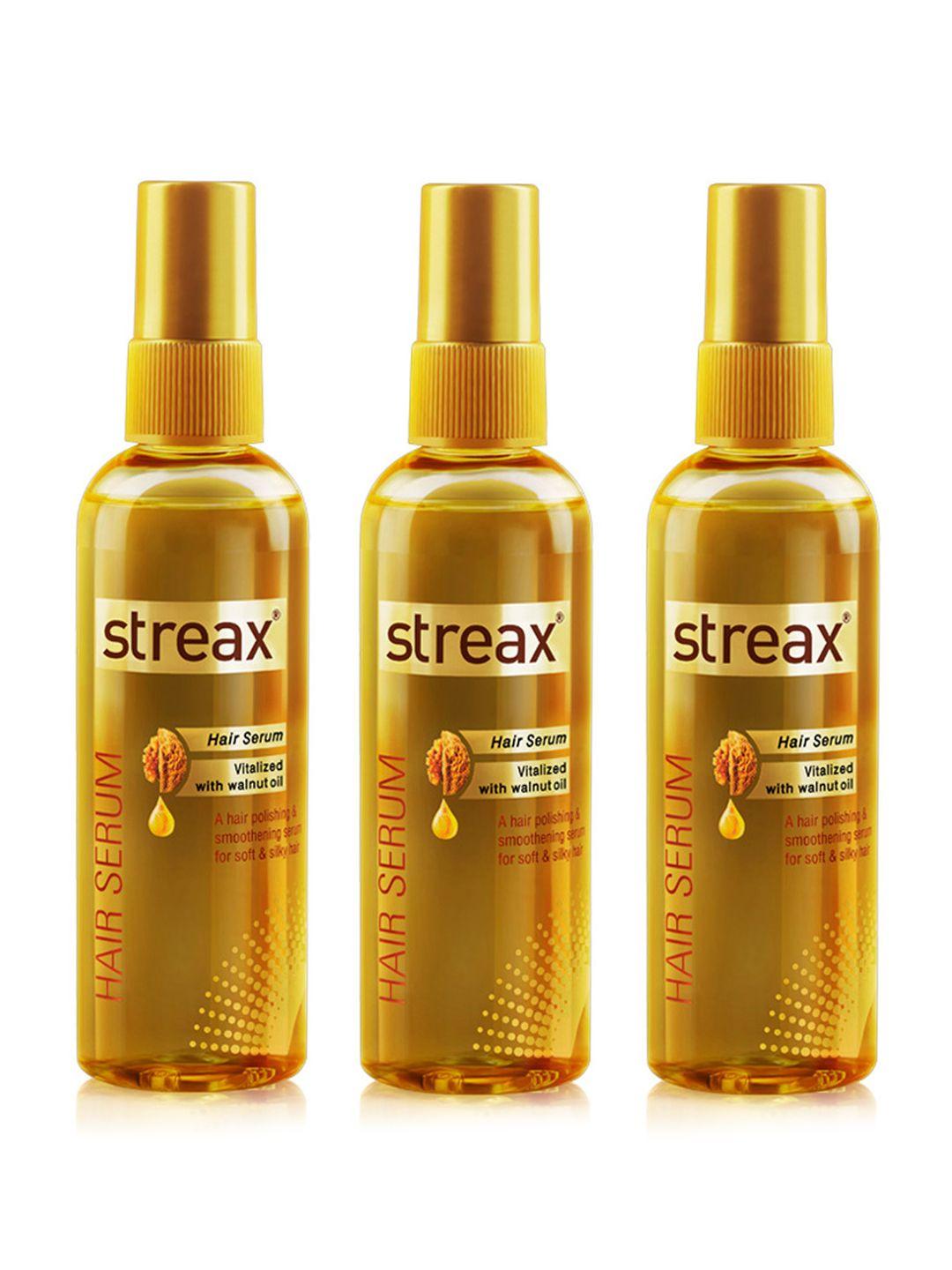 streax set of 3 vitalised hair serum with walnut oil & vitamin e - 45ml each