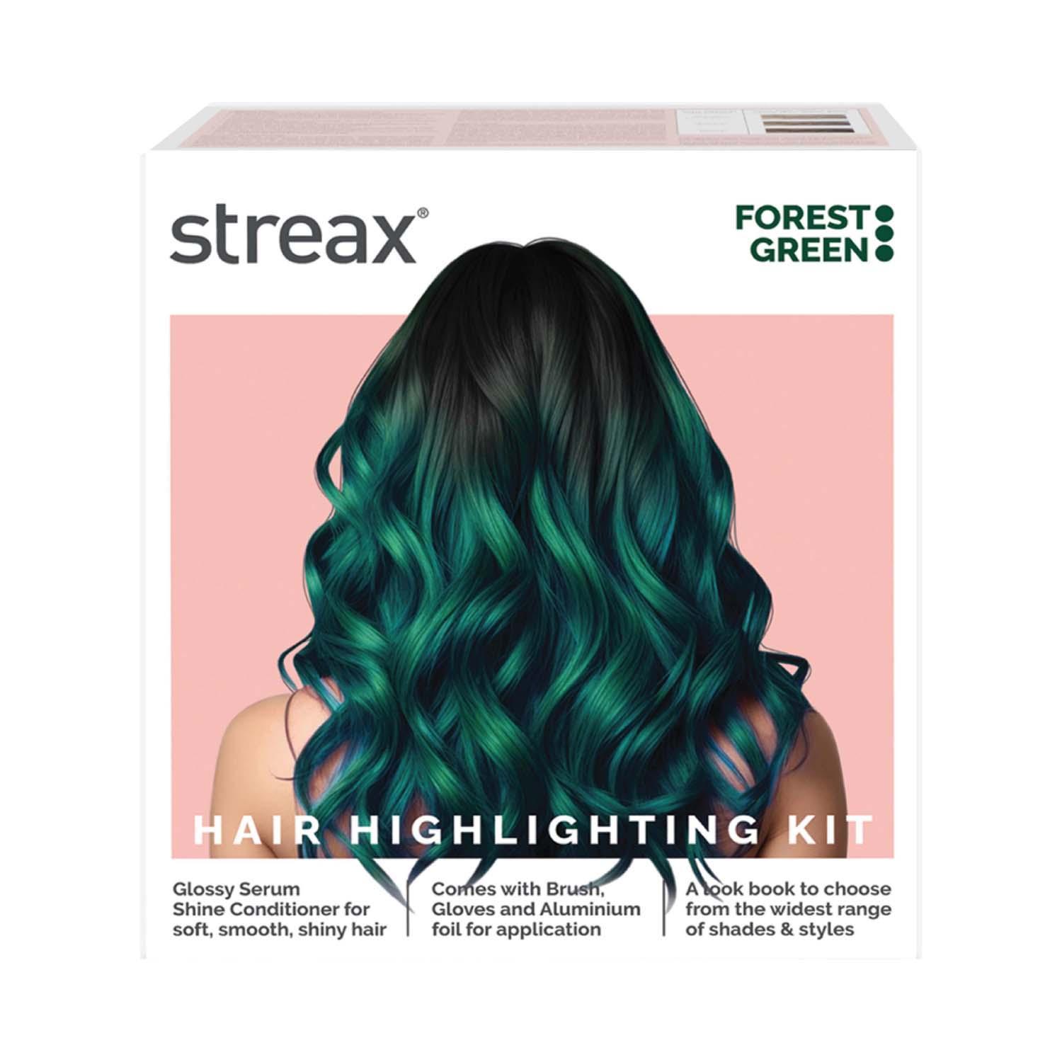 streax ultralights hair color highlight kit - forest green (180 g)