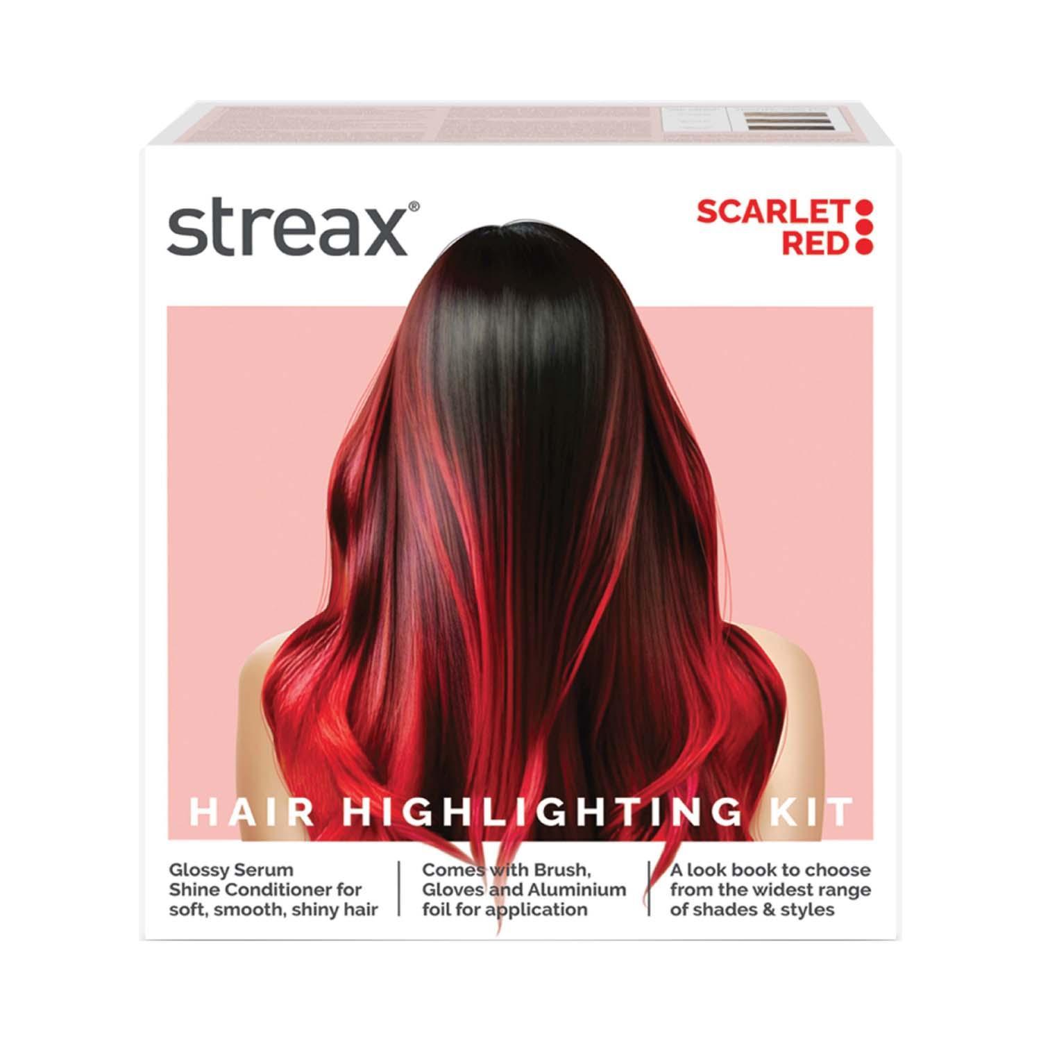 streax ultralights hair color highlight kit - scarlet red (180 g)