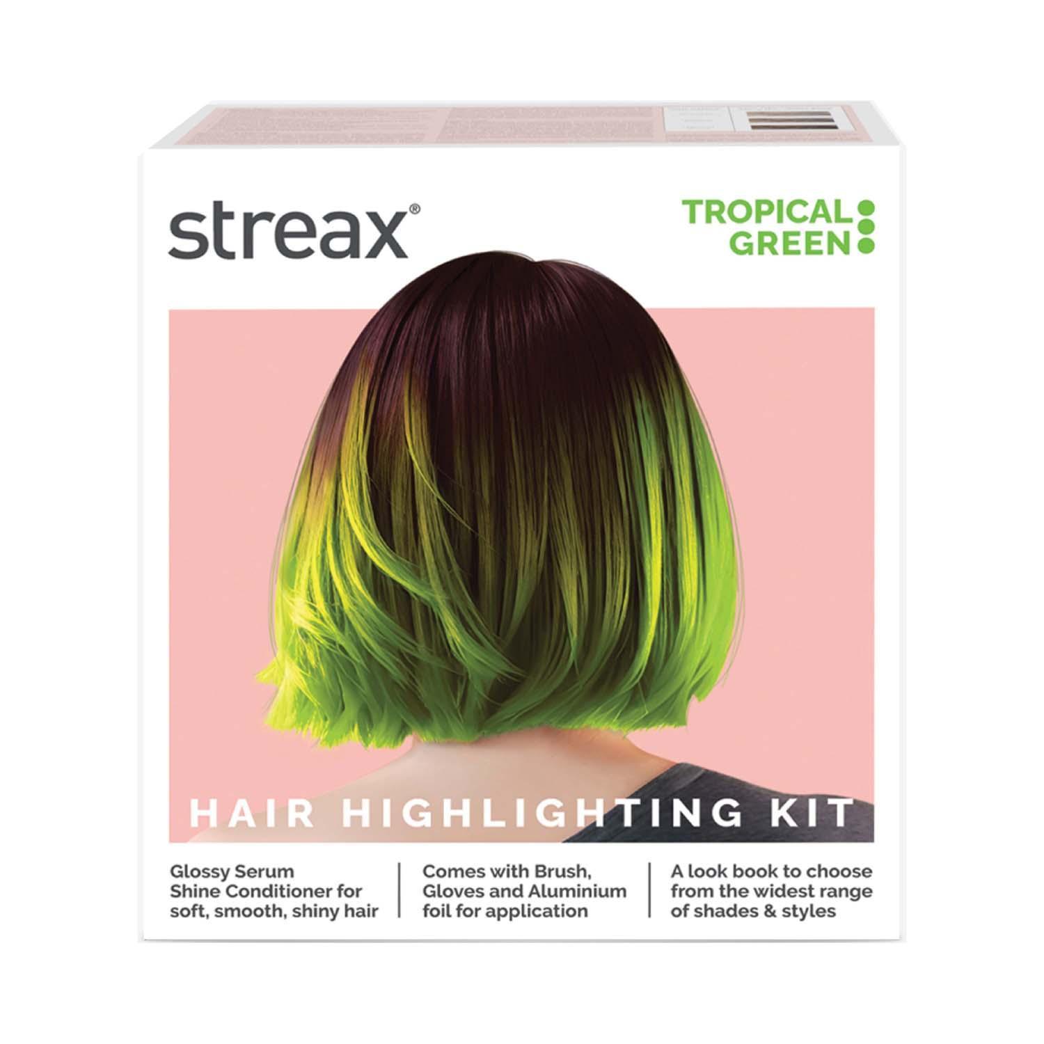 streax ultralights hair color highlight kit - tropical green (180 g)