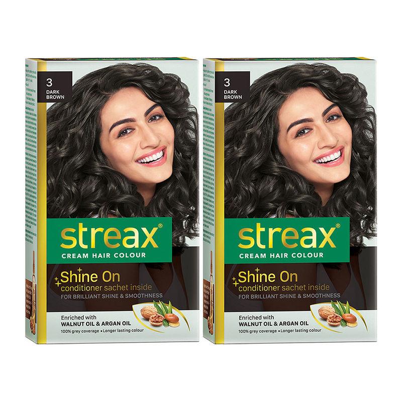 streax cream hair colour - dark brown 3 pack of 2