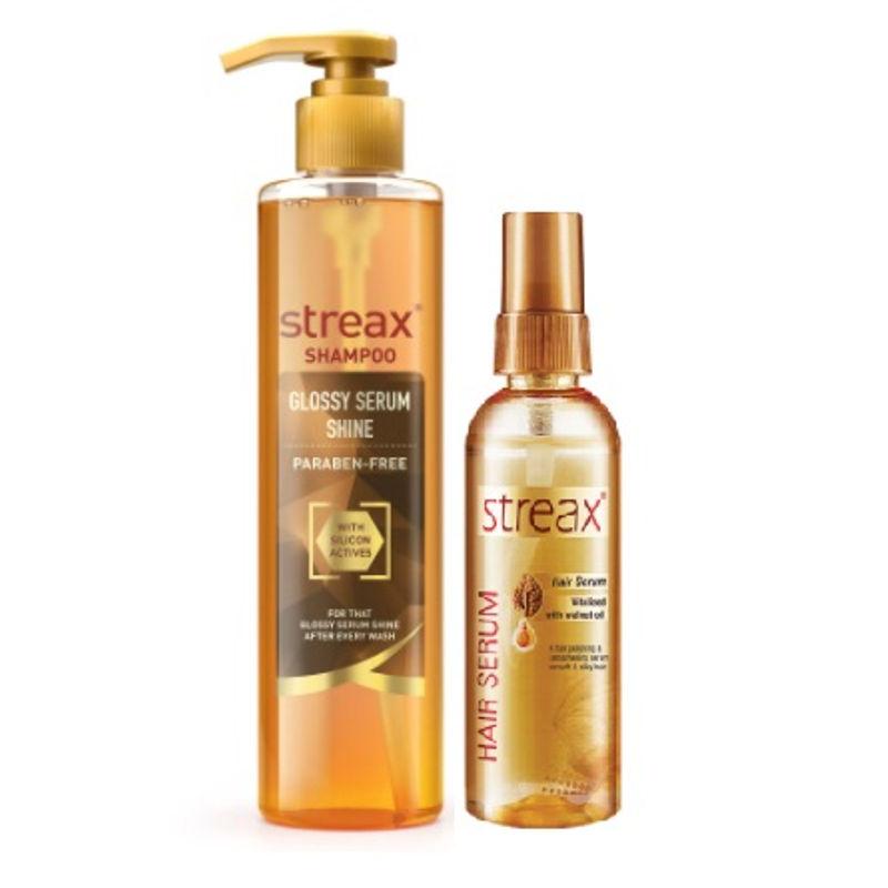 streax glossy serum shine shampoo + walnut serum