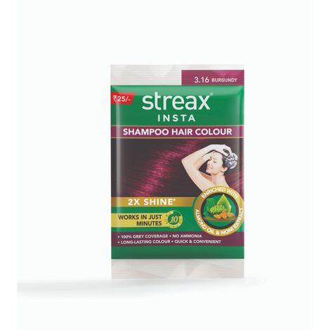 streax insta shampoo hair colour - burgandy (18 ml)