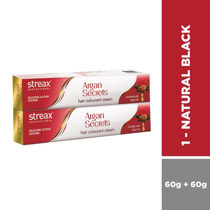 streax professional argan secret hair colourant cream - natural black 1 (pack of 2)