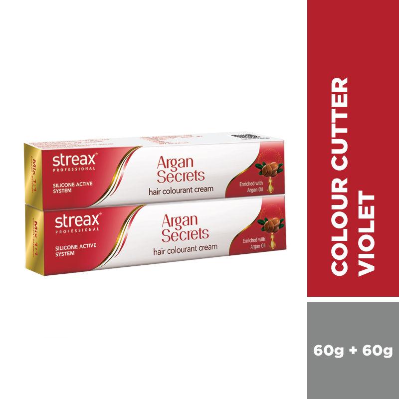 streax professional argan secret hair colourant cream colour cutter - violet (pack of 2)