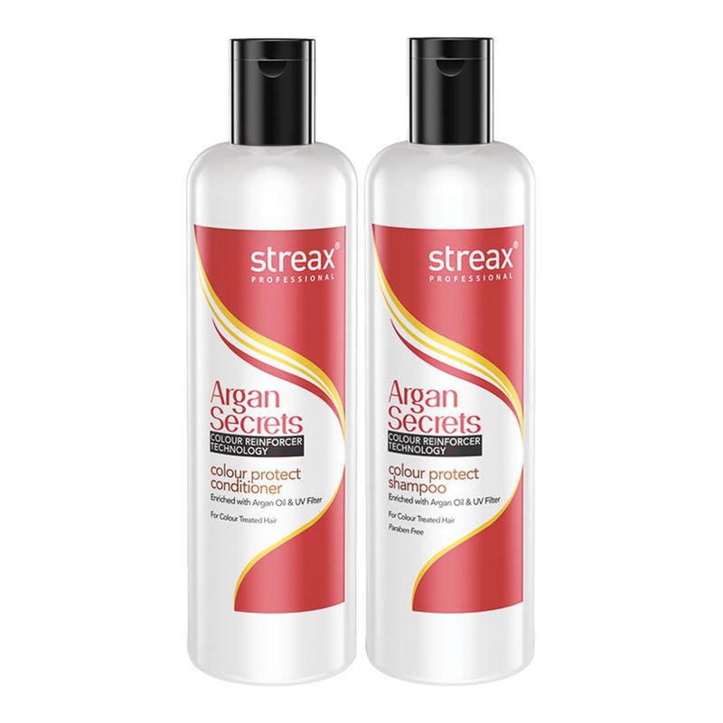 streax professional argan secrets colour protect shampoo + conditioner hair care combo