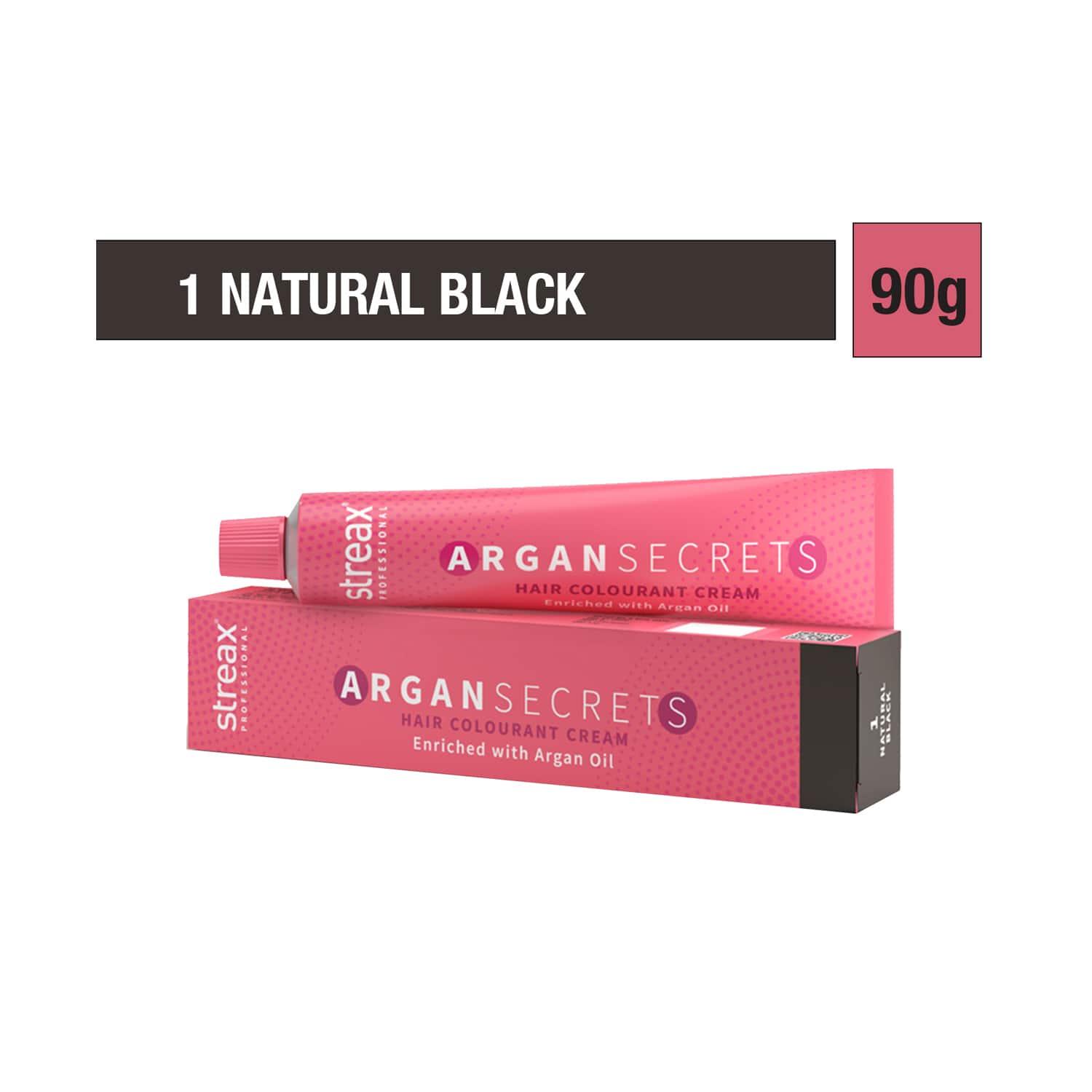 streax professional argan secrets hair colorant cream - 1 natural black (90g)