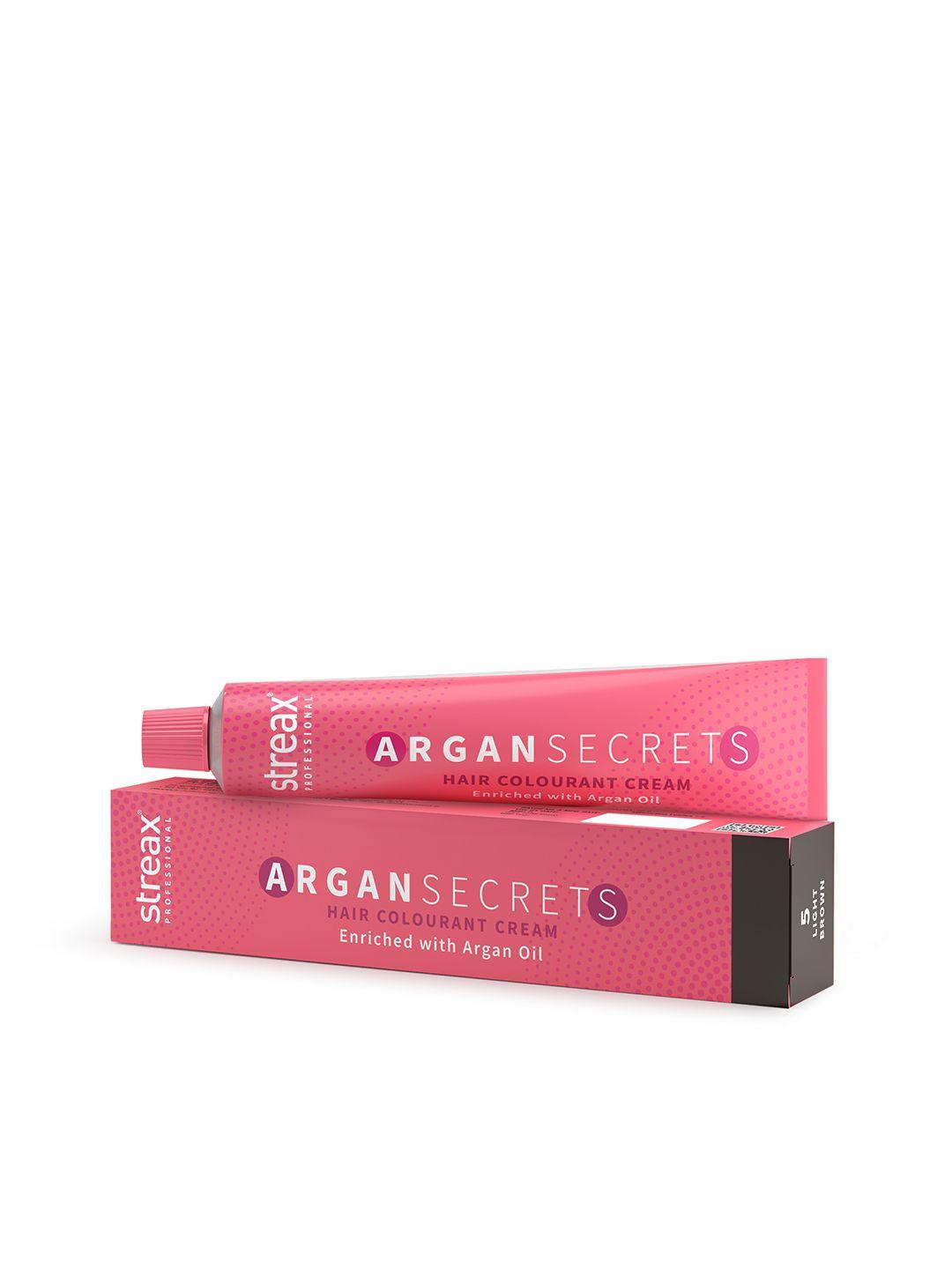 streax professional argan secrets hair colourant cream with argan oil 60g - light brown 5