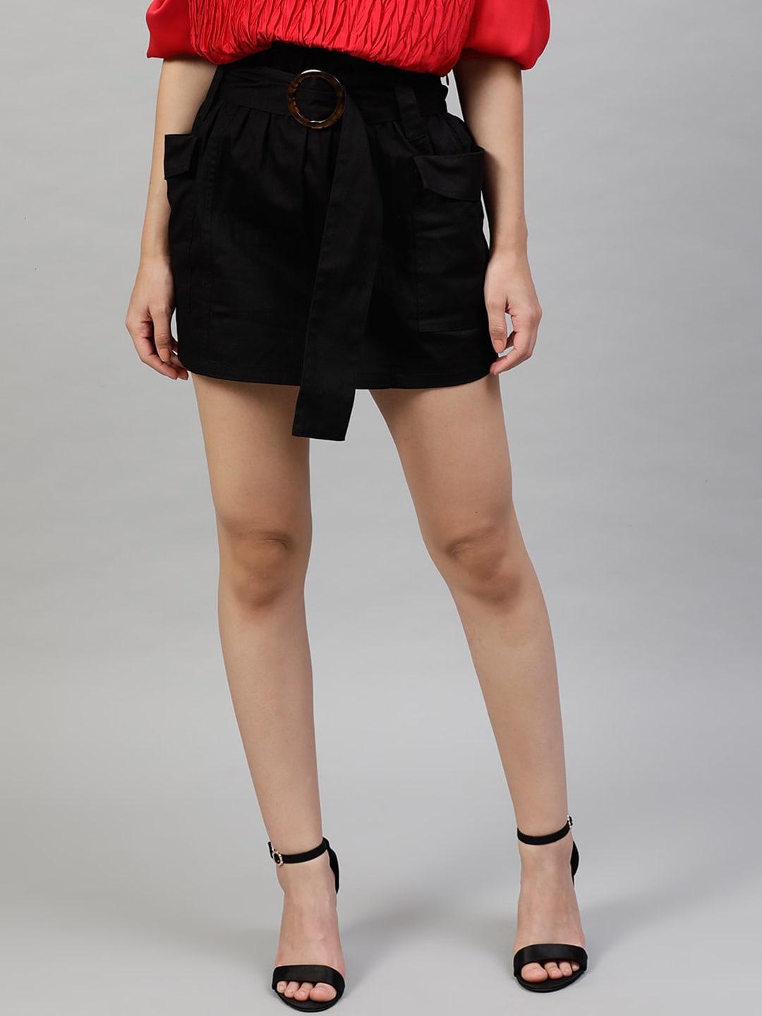 street 9 black pure cotton denim mini twill skirt