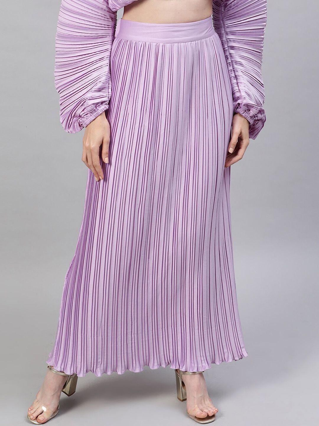 street 9 lavender accordion pleated satin straight maxi skirt