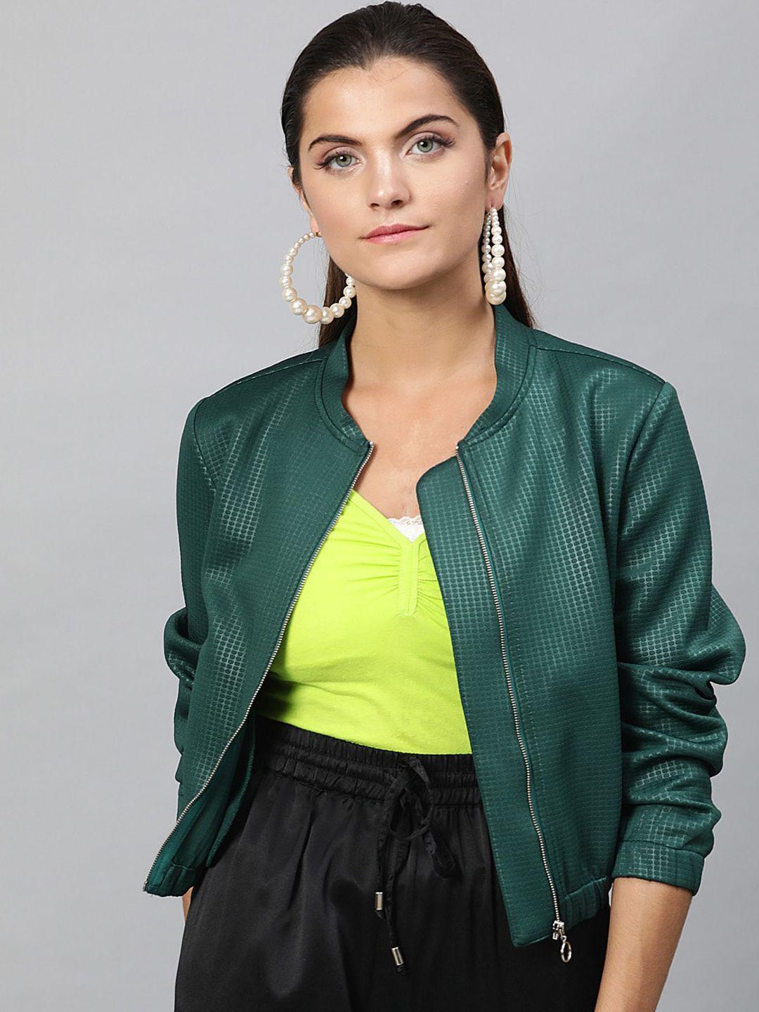 street 9 women green solid lightweight tailored jacket