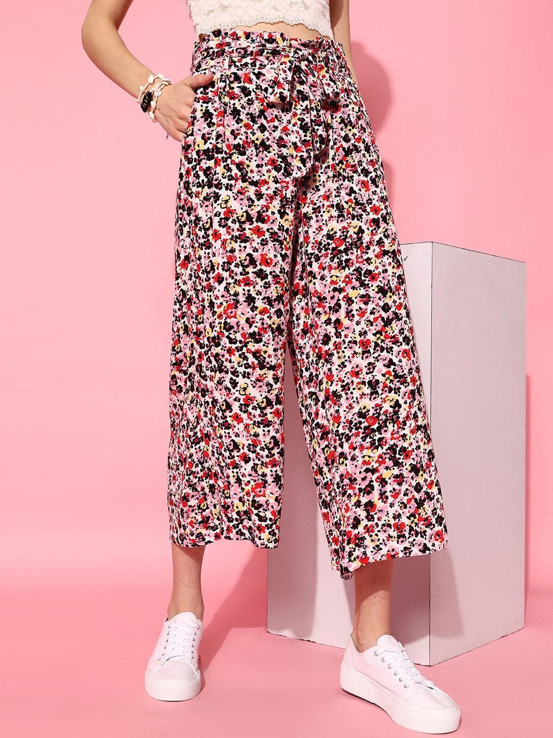 street 9 women multi-coloured floral trousers