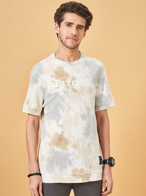 street 808 by pantaloons bleached sand boxy fit printed t-shirt