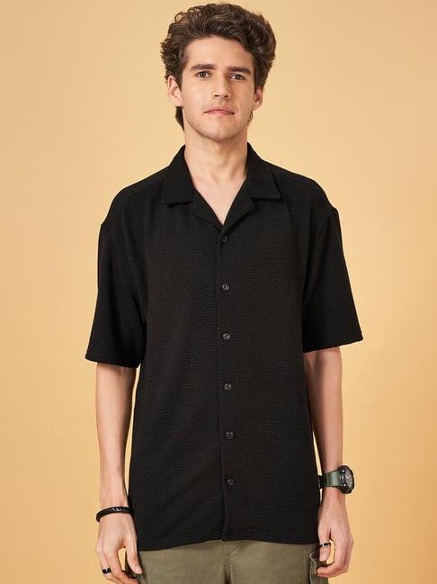 street 808 by pantaloons jet black regular fit shirt