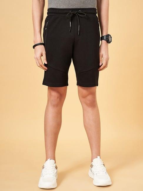 street 808 by pantaloons jet black regular fit shorts