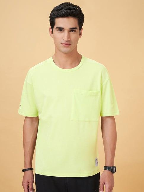 street 808 by pantaloons lime cream cotton loose fit printed t-shirt