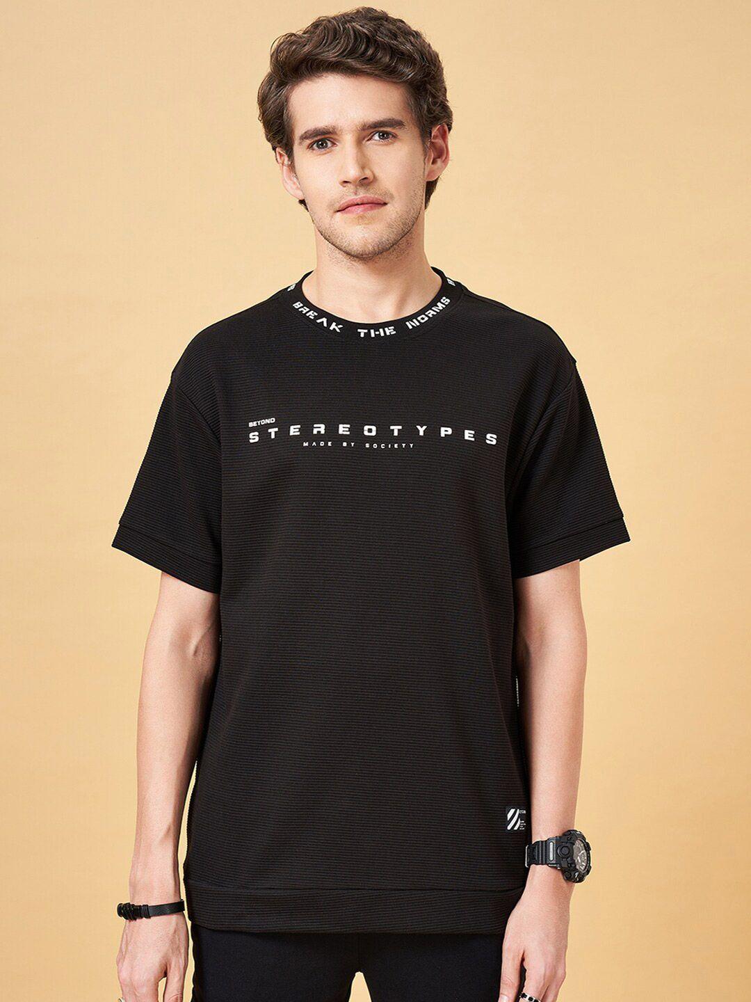 street 808 by pantaloons men typography applique boxy t-shirt