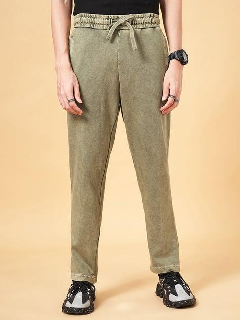 street 808 by pantaloons olive cotton regular fit sports trackpants