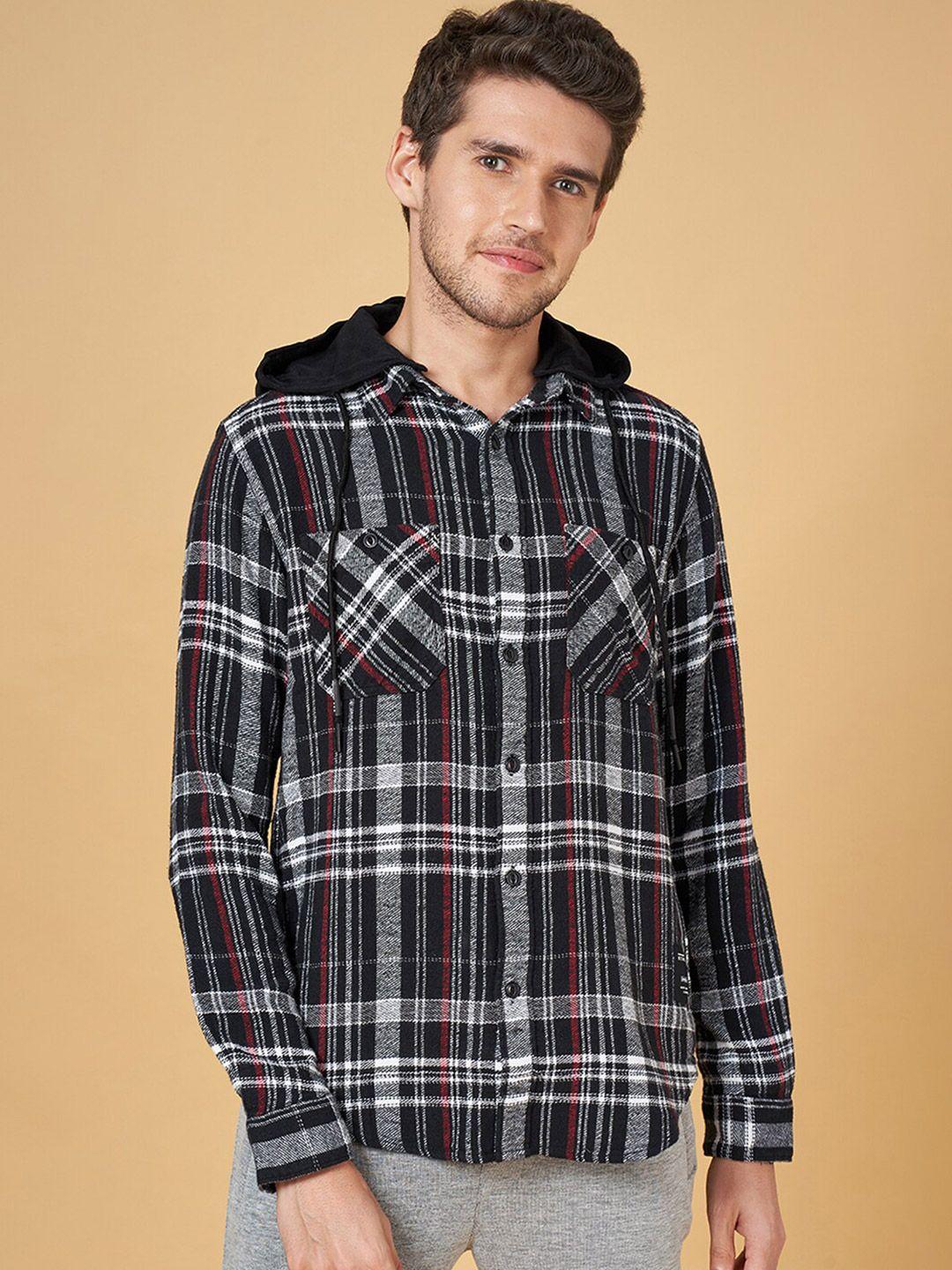 street 808 by pantaloons tartan checked spread collar long sleeves cotton casual shirt