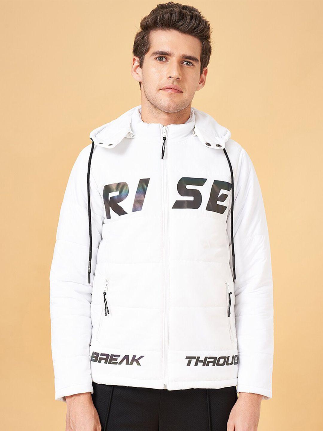 street 808 by pantaloons typography printed hooded sporty jacket