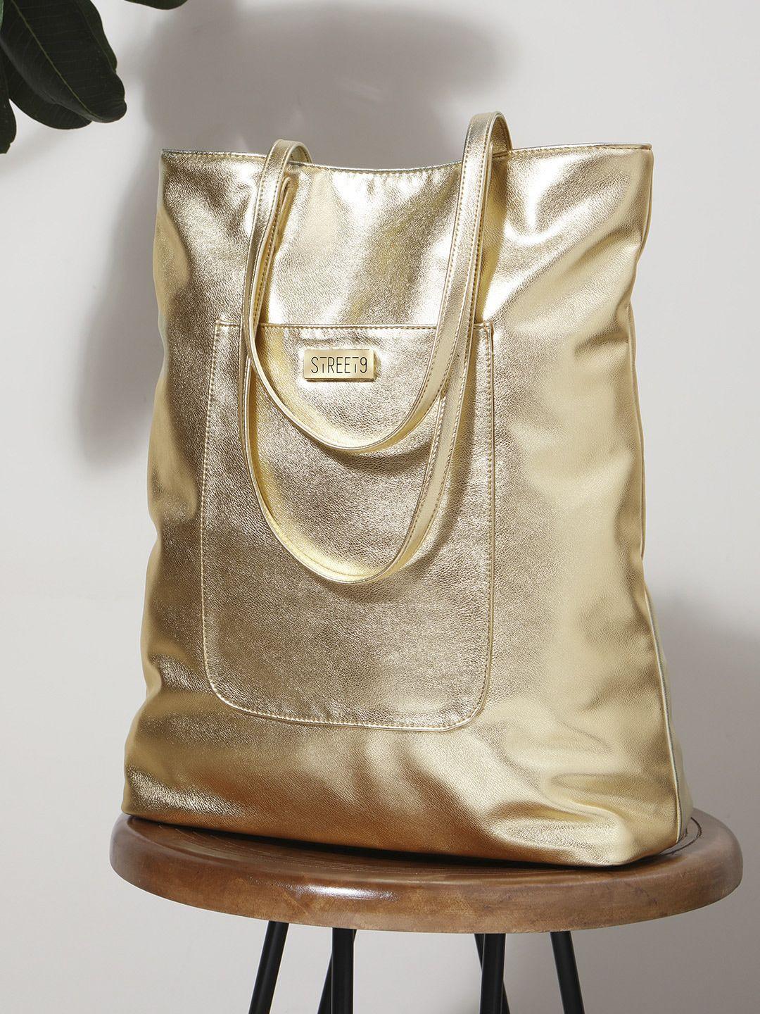 street 9 gold-toned solid shoulder bag