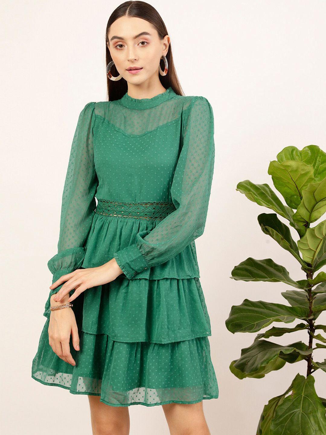 street 9 green fit & flare dress