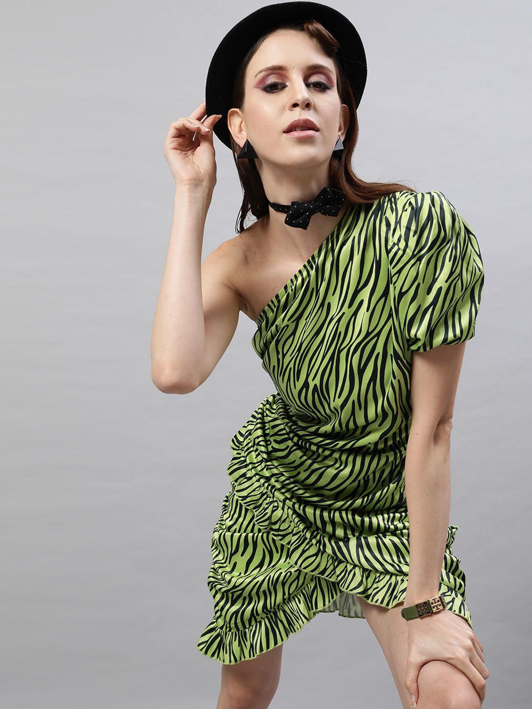 street 9 green satin animal printed dress