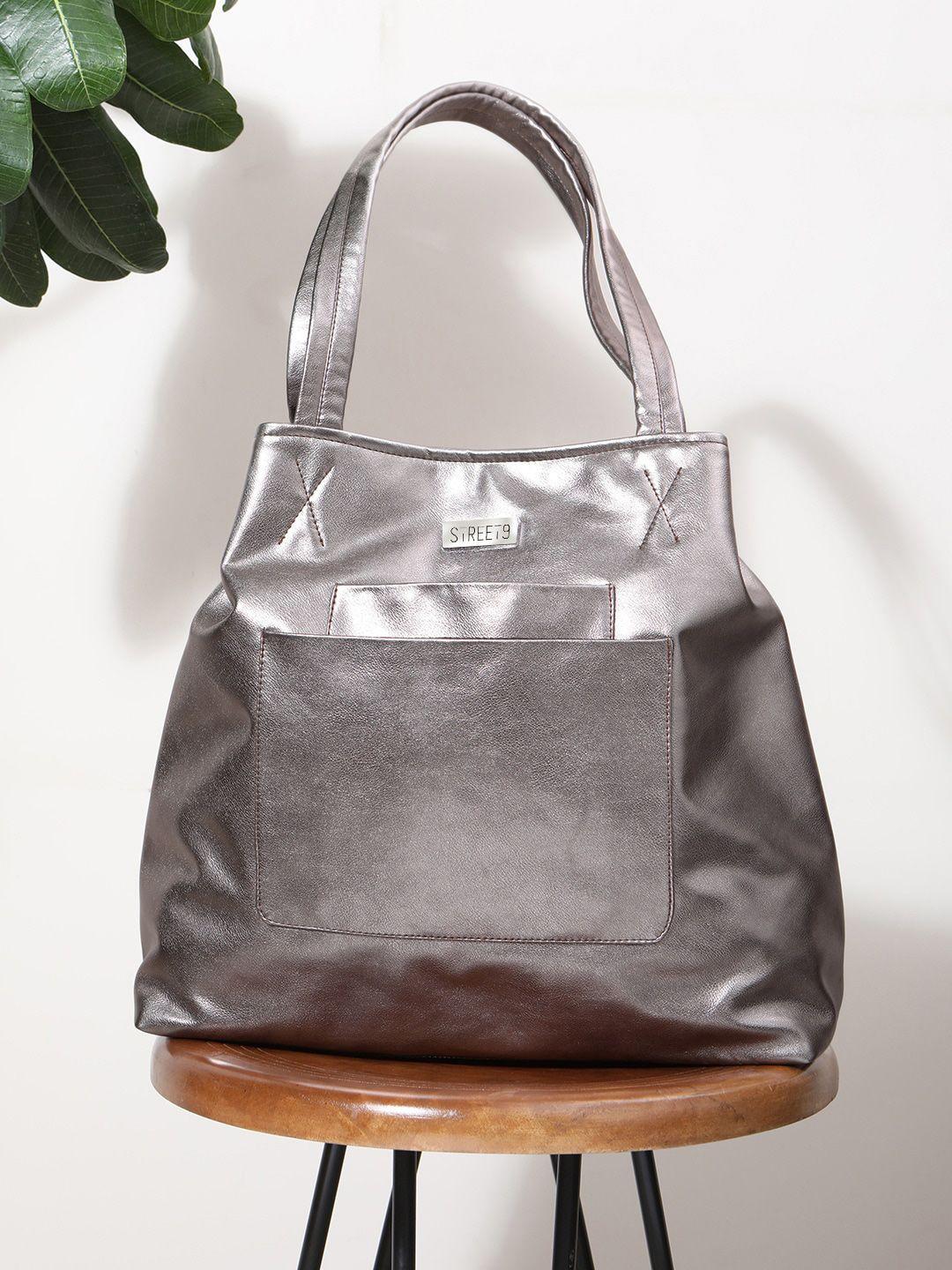 street 9 gunmetal-toned solid shoulder bag