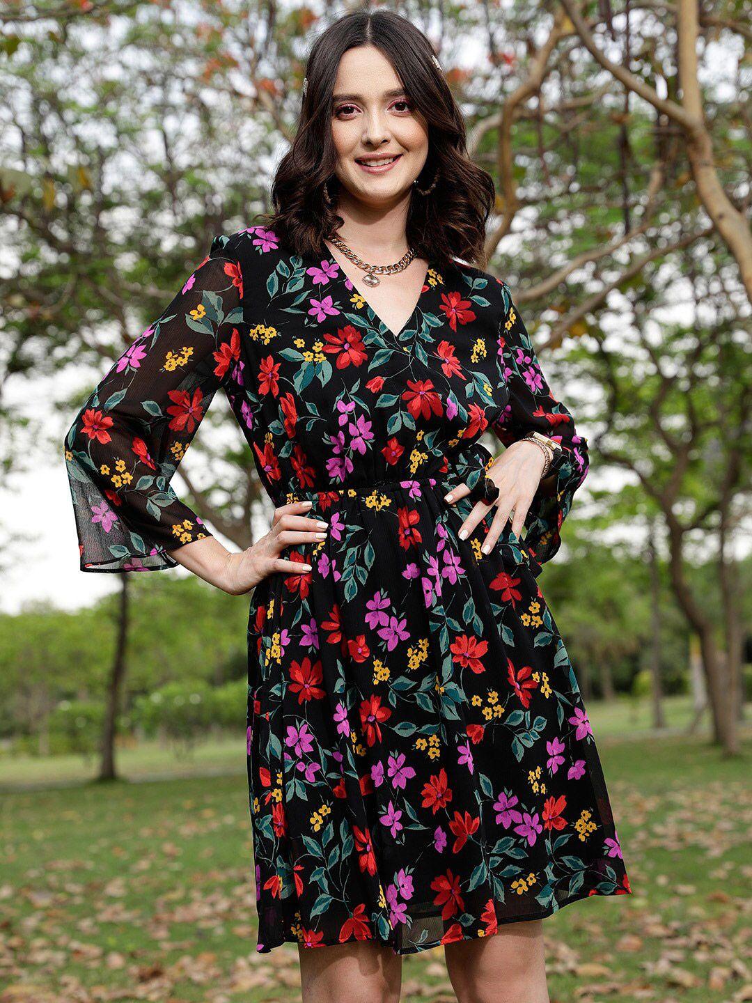 street 9 multicoloured floral print chiffon dress