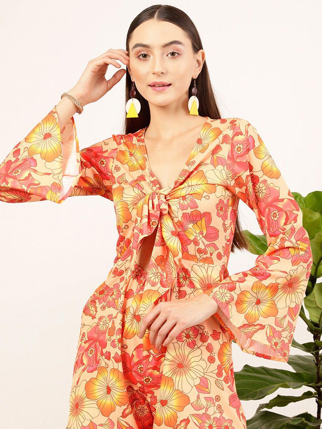 street 9 orange & yellow printed jumpsuit