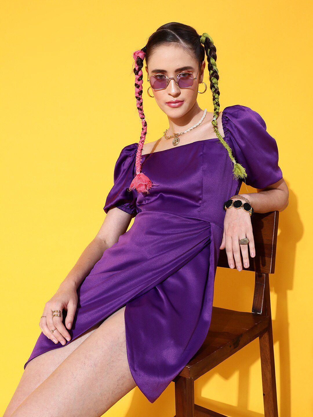 street 9 purple satin peplum dress