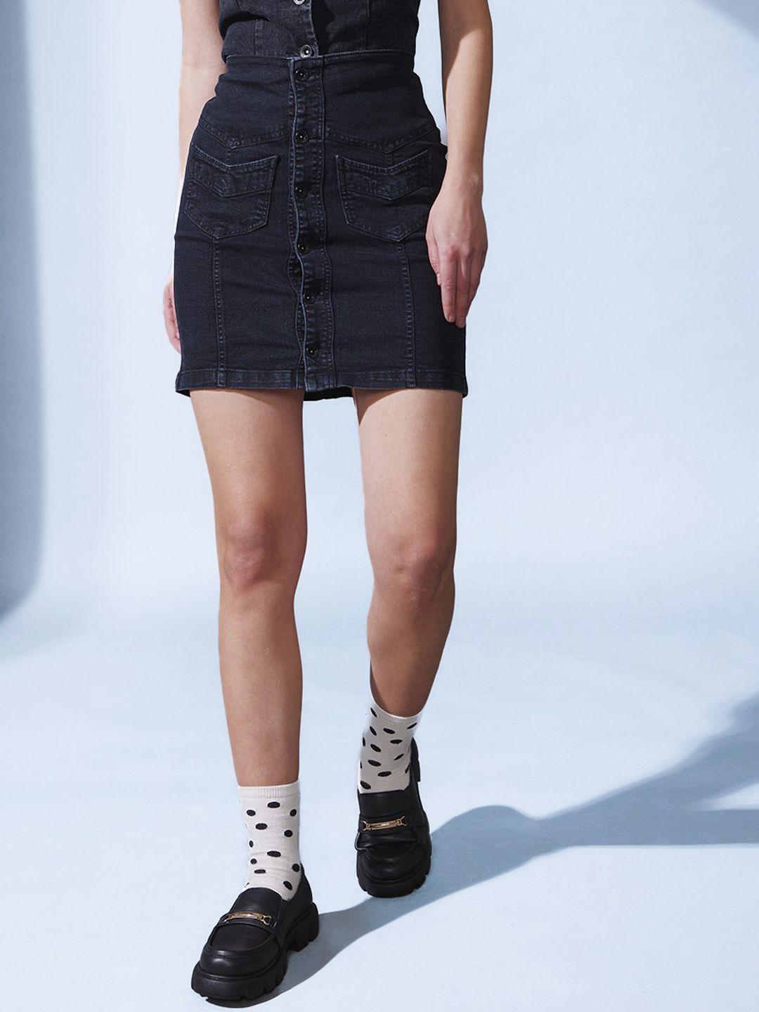 street 9 straight denim mini skirt