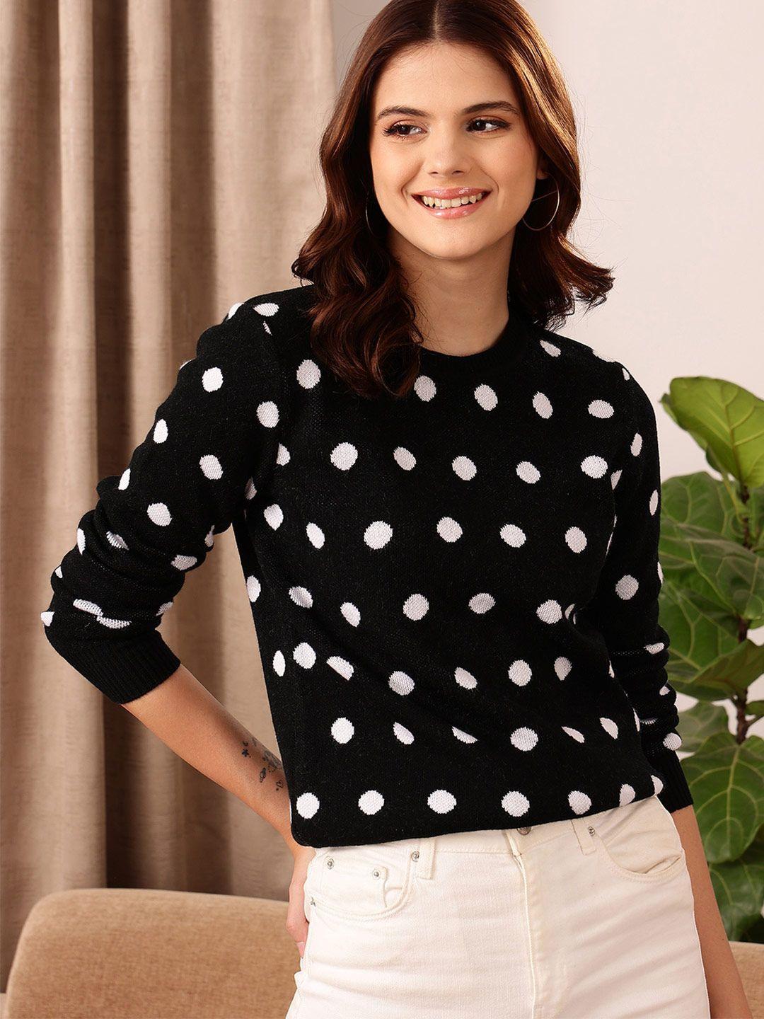 street 9 women black & white printed pullover