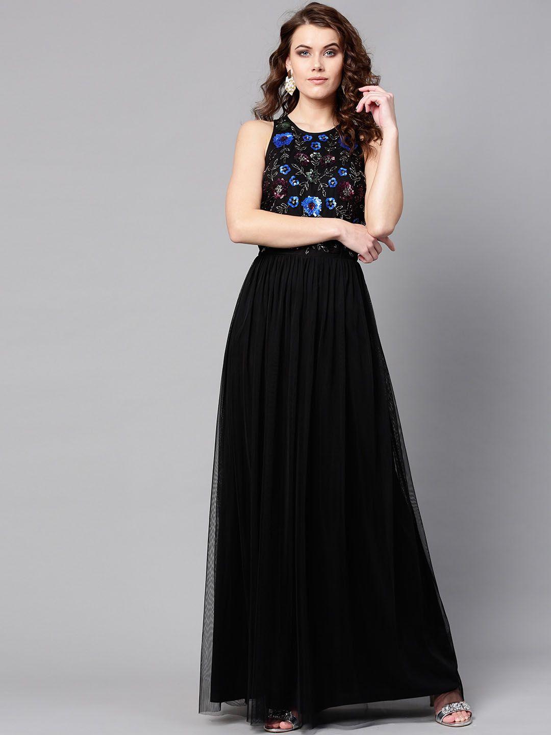 street 9 women black embellished maxi dress