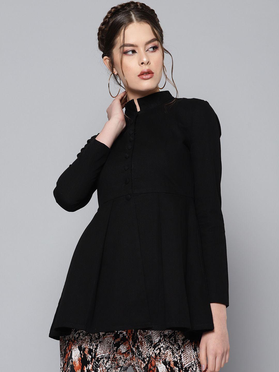 street 9 women black peplum solid tailored jacket