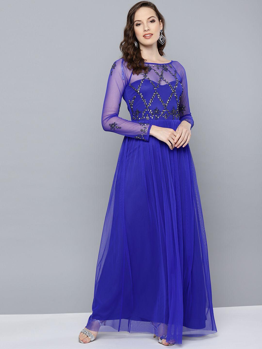 street 9 women blue embellished maxi dress