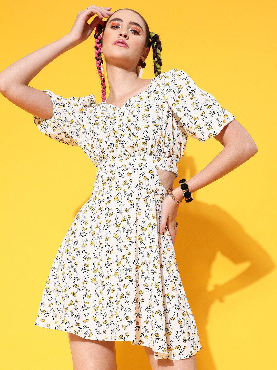 street 9 women bright yellow conversational dress