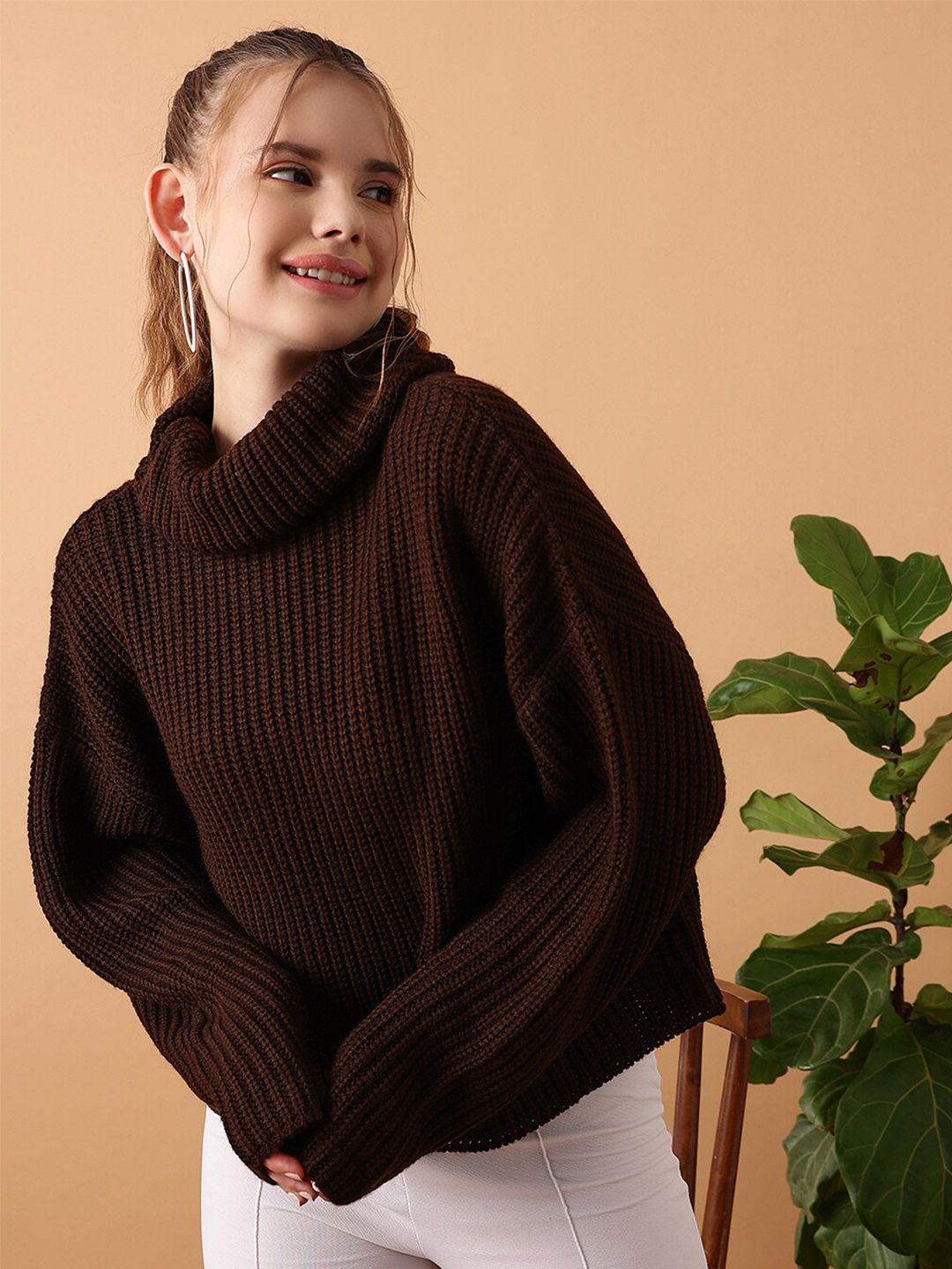 street 9 women brown ribbed pullover